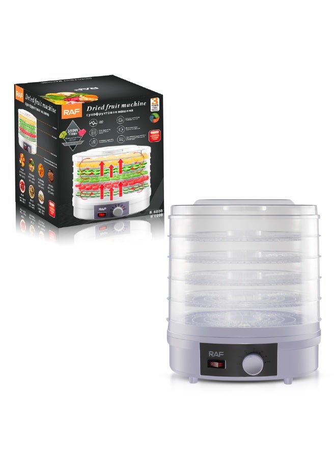 RAF R.6800 Multi Layer Food Dehydrator 350W Electric Fruit And Vegetable Dryer With Five Stackable Trays Adjustable Temperature Easy To Clean Compact Kitchen Appliance For Healthy Homemade Dried Foods And Herbs - Image 1