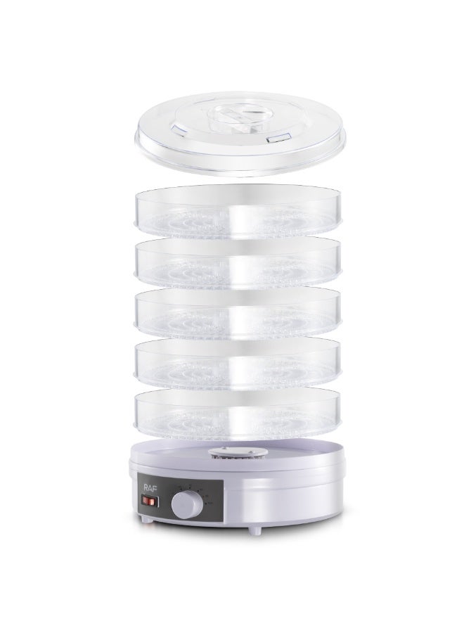 RAF R.6800 Multi Layer Food Dehydrator 350W Electric Fruit And Vegetable Dryer With Five Stackable Trays Adjustable Temperature Easy To Clean Compact Kitchen Appliance For Healthy Homemade Dried Foods And Herbs - Image 4