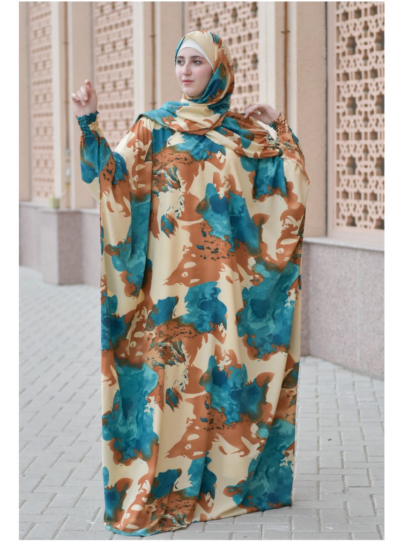 DAMAS COLLECTION P106- Muslim abaya with scarf from soft crepe,Muslim women abaya, prayer dress,wide abaya for women  - Image 2