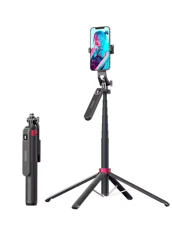 180cm Phone Tripod Stand Selfie Stick with Remote, Upgrade Quadripod iPhone Tripod for Filming, Anti-Shake Travel Mobile Tripod Stand with Balance Handle and 1/4 Screw  - Image 1