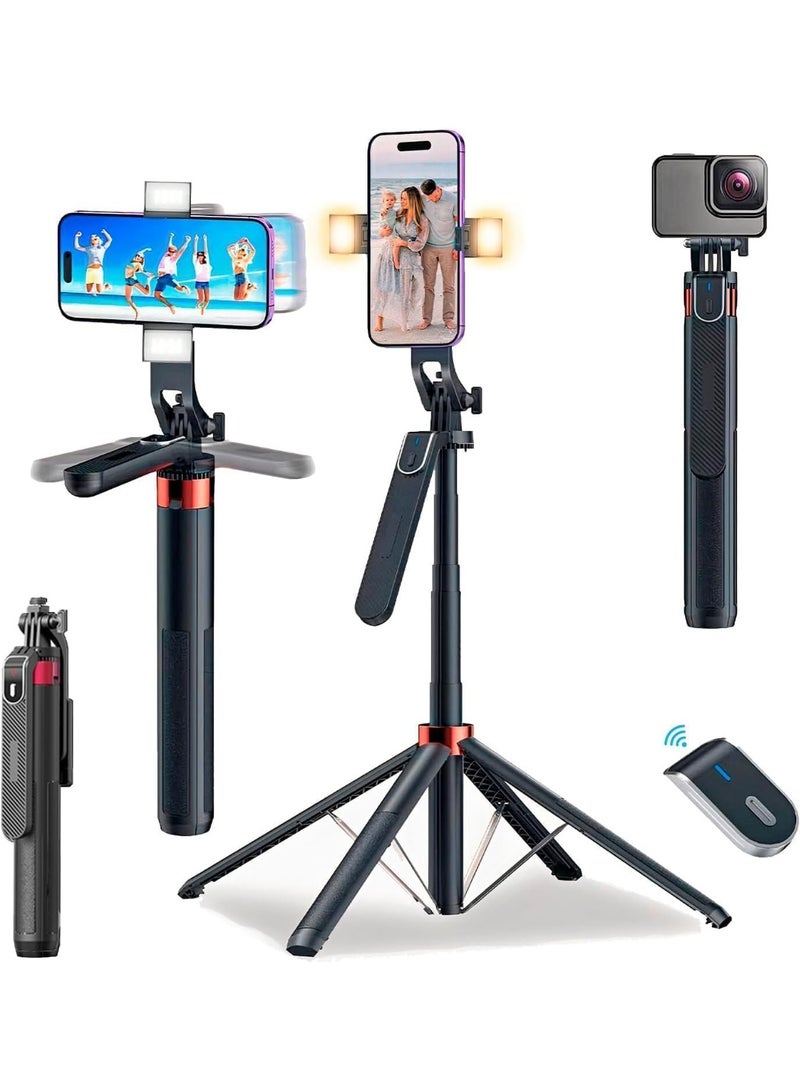 180cm Selfie Stick Tripod, All in One Extendable Phone Tripod Stand with 360° Rotation for iPhone and Android Phone Selfies-Vlogging, Live Streaming. - Image 1