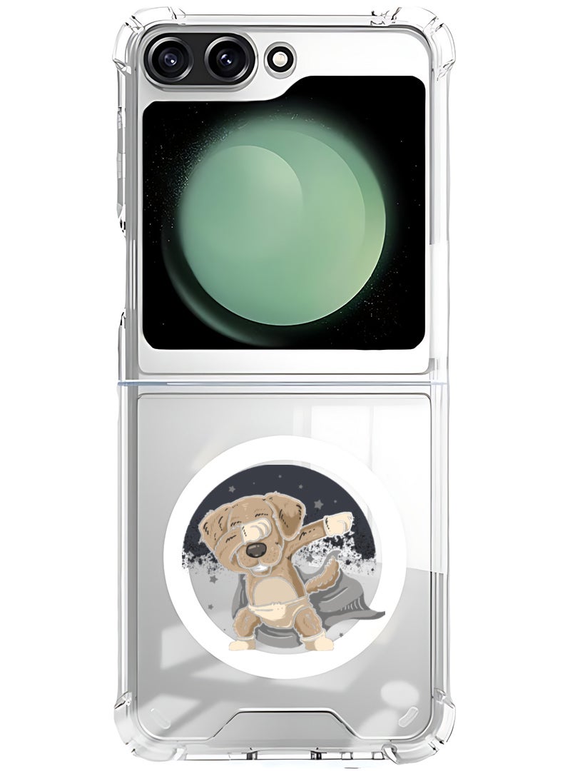 Theodor Magnetic Case for Samsung Galaxy Z Flip 6 Compatible with MagSafe Wireless Charging, Shockproof Phone Bumper Cover dab dog - Image 1