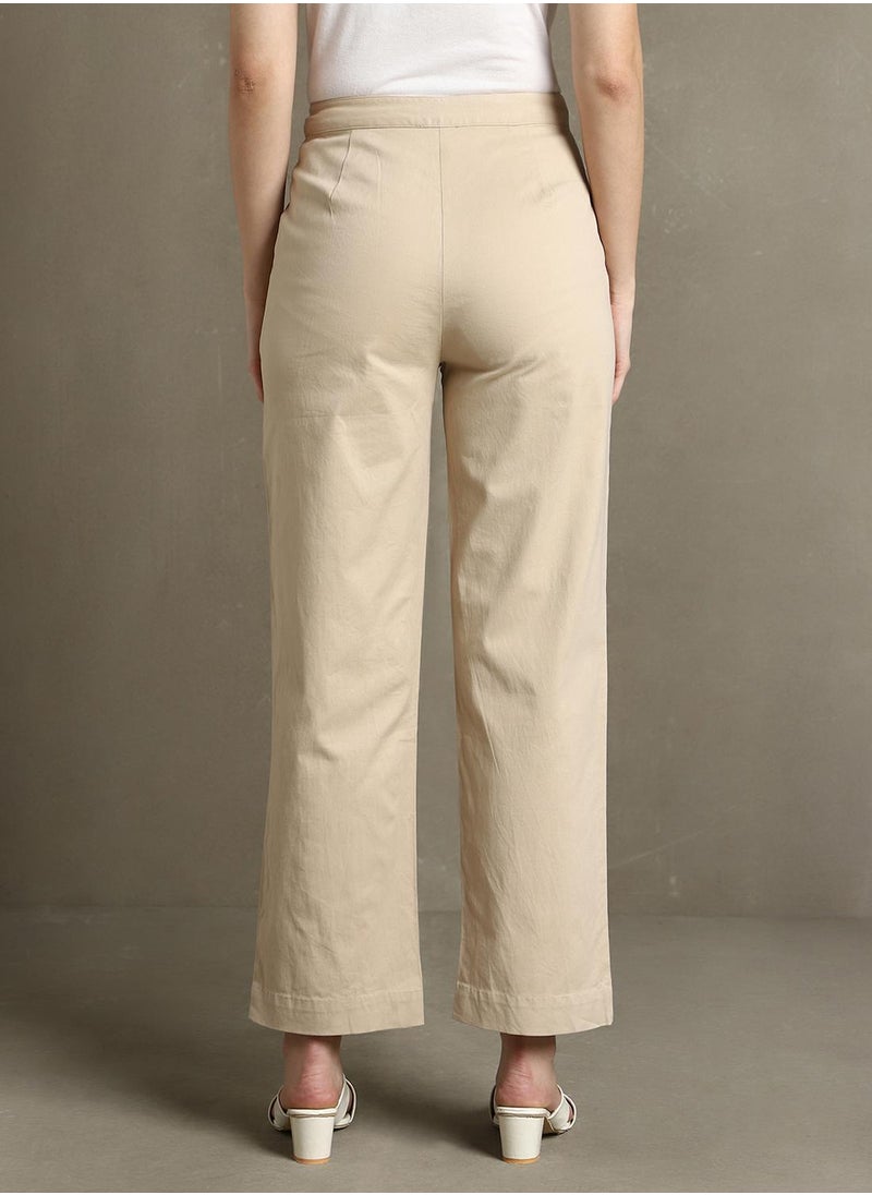 Dennis Lingo Light Khaki Pants For Women  - Image 3