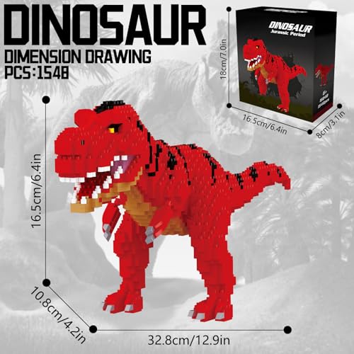 CSNRHG Dinosaur Torvosaurus Building Blocks Model Decor Micro Mini Blocks Toy Birthday for Age 6 Children Adults Teens 1548 Pieces - Image 5