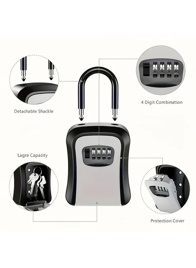 Black SecurePlus Weather Resistant Key Lock Box 4 Digit Combination Resettable Code - Image 2