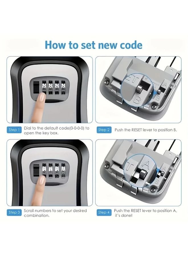 Black SecurePlus Weather Resistant Key Lock Box 4 Digit Combination Resettable Code - Image 4