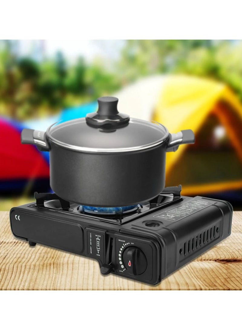Generic Camping Portable Gas Stove Black Stainless Steel Outdoor Cooking Burner for Weekend Camping Trekking Table Top Cooking Boating - Image 1