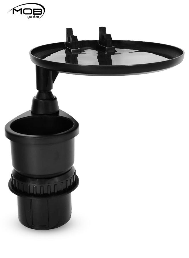 MOB Car Cup Holder Tray, Multifunctional Car Holder with Travel Trip Food Tray, Adjustable 360 Degree Rotatable Holder M-2374 - Image 1
