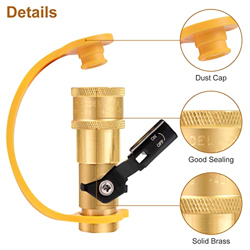 DOZYANT 1/4" RV Propane Quick Connect Adapter for Propane Hose, Quick Connect Disconnect Kit Fitting Shutoff Valve with Full Flow Plug 1/4" Male Female NPT and with 3/8" Female Flare Conver for RV,Trailer,BBQ - Image 2