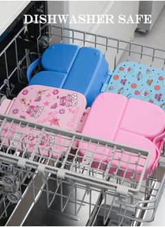 hibobi Portable 3-Compartment Leak Proof Large Storage Space Bento Lunch Box, Pink  - Image 2
