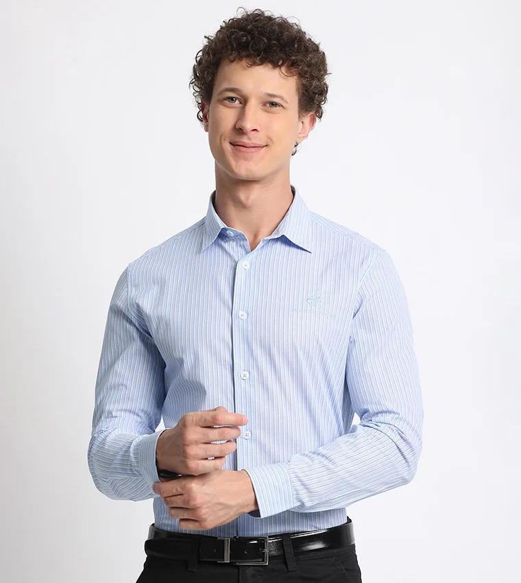 بيفرلي هيلز بولو كلوب قميص رسمي بأكمام طويلة مخطط