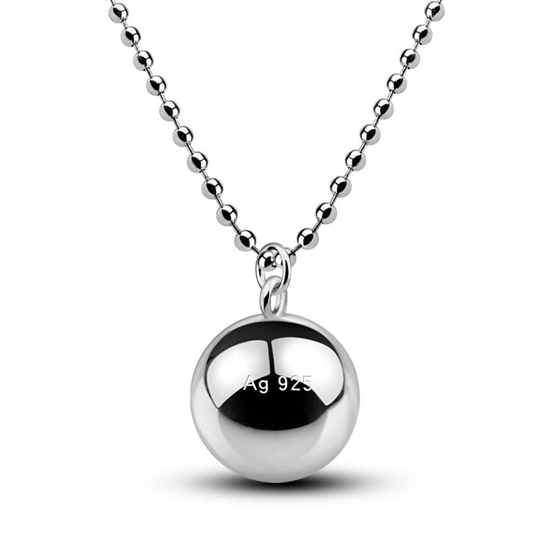 H&Beautimer 925 Sterling Silver Necklace for Men Women Silver Round Bead Pendant Small Bell Necklace Fashion Jewelry Gift for Women Wife Mom Bead Chain 18-34 Inch (22 inch, Bead Chain) - Image 1