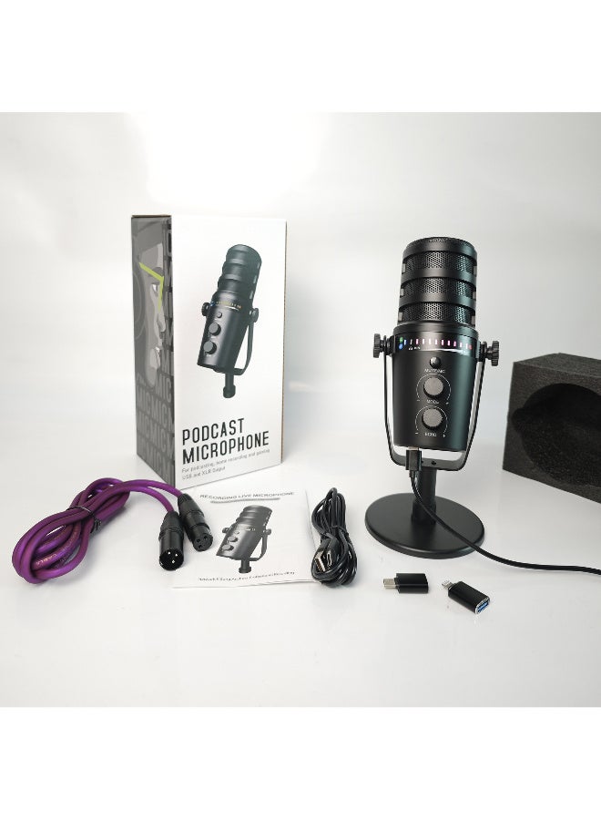ميكروفون بودكاست ديناميكي احترافي ZFSZ بوضع مزدوج XLR/USB، ميكروفون تسجيل استوديو مع حامل - Image 1