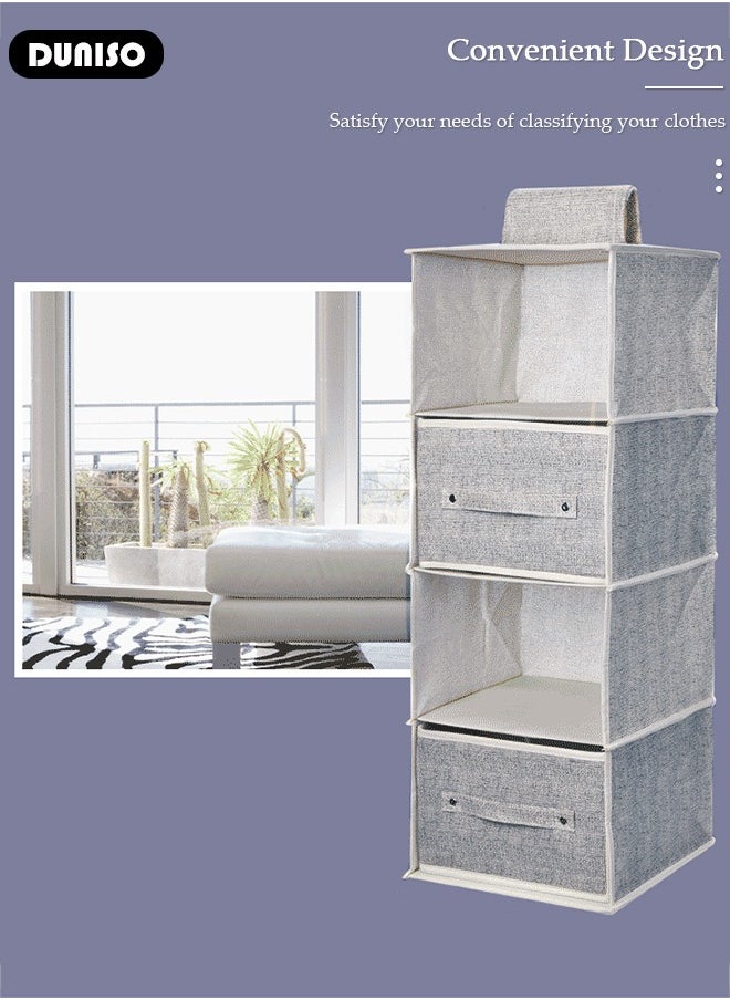 DUNISO - 5-Tier Wardrobe Hanging Storage Organizer with Drawers, Dressing Room Finishing Hanging Underwear Storage Bag Household Multi-Layer Box Dust Bag Foldable Includes 2 Drawers - Image 1