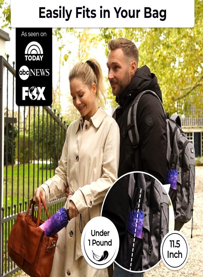TUMELLA Unbreakable Windproof Travel Umbrella (Compact, Superior & Beautiful), Small Strong but Light Portable and Automatic Folding Rain Umbrella, Durable Premium Grip, Fits Car & Backpack - Image 2