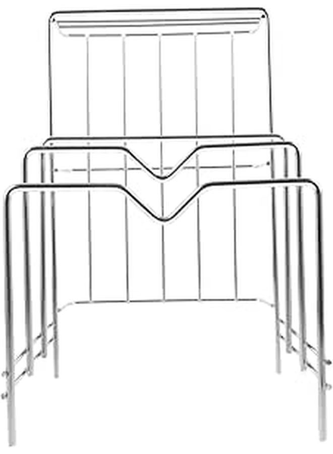 Stainless Steel Pot Lid Holder Cutting Board Dish Drying Rack Space Saving Kitchen Organizer Silver - Image 1