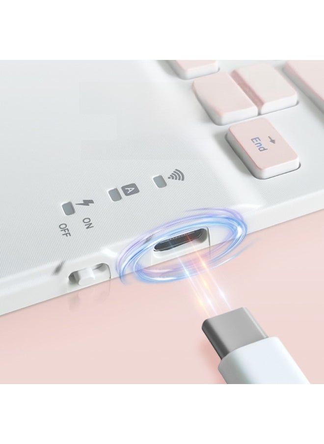 Generic - Square Hat Touch Bluetooth Keyboard For Apple Lenovo Huawei Mobile Phone Tablet Magnetic Magic Control Wireless Charging Keyboard-Color:9 Inch Touch White-Product Type:Ten Inch Type-c Charging (send Charging Line) - Image 1
