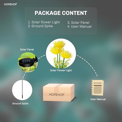 Homehop Solar Light Outdoor Home Waterproof Flower Decorative Lamp with 20 LED for Balcony, Pathway, Courtyard, Home Decor & Auto On/Off (Warm White-ABS) - Image 4