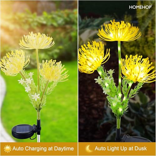 Homehop Solar Light Outdoor Home Waterproof Flower Decorative Lamp with 20 LED for Balcony, Pathway, Courtyard, Home Decor & Auto On/Off (Warm White-ABS) - Image 2