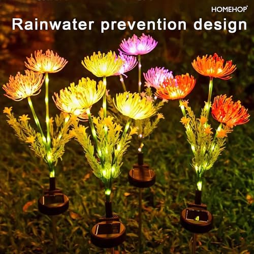 Homehop Solar Light Outdoor Home Waterproof Flower Decorative Lamp with 20 LED for Balcony, Pathway, Courtyard, Home Decor & Auto On/Off (Warm White-ABS) - Image 5