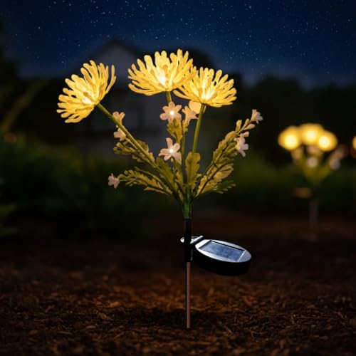 Homehop Solar Light Outdoor Home Waterproof Flower Decorative Lamp with 20 LED for Balcony, Pathway, Courtyard, Home Decor & Auto On/Off (Warm White-ABS) - Image 1