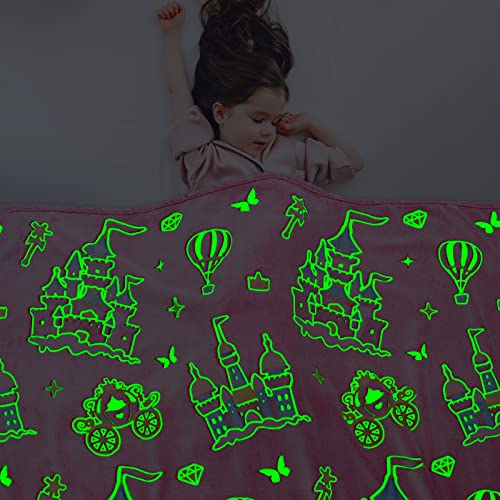 BORORO Princess Blanket for Girls - Princess Gifts Glow in The Dark Pink Blanket Castle Toys Birthday Gifts for Toddler Kids Girls Women - Image 2