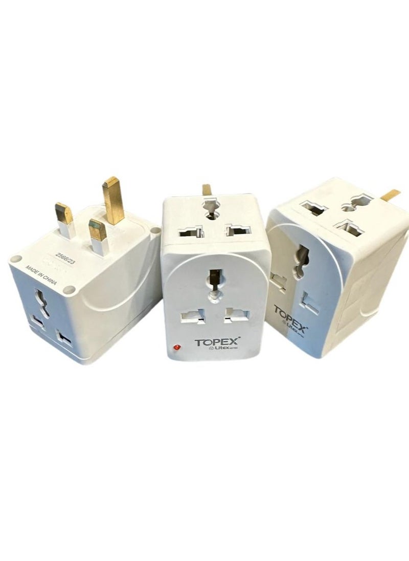 TOPEX - 3-Way Universal Multi Plug Socket Adapter - Image 1