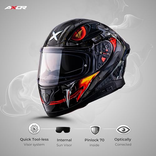 Axor Apex Venomous ISI ECE DOT Certified Full Face Dual Visor Helmet for Men and Women with Pinlock Fitted Outer Clear Visor and Inner Smoke Sun Visor Black Grey(M) - Image 4