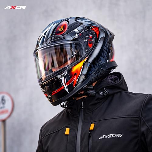 Axor Apex Venomous ISI ECE DOT Certified Full Face Dual Visor Helmet for Men and Women with Pinlock Fitted Outer Clear Visor and Inner Smoke Sun Visor Black Grey(M) - Image 2
