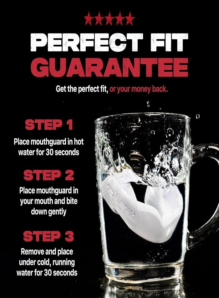 SAFEJAWZ Mouthguard Slim Fit, Adults and Junior Mouth Guard with Case for Boxing, Basketball, Lacrosse, Football, MMA, Martial Arts, Hockey and All Contact Sports (White, Senior (12+ yrs) - Image 3