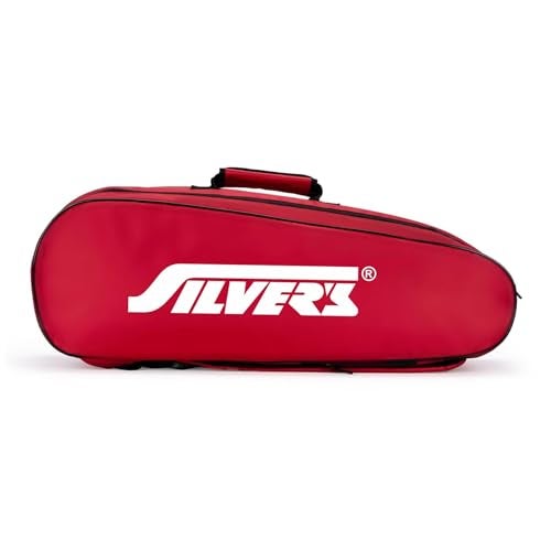 Silvers Silver's Phantom Badminton Kit-Bag (Red)|Double Zipper|Bag with Front Zipper Pocket, Polyester - Image 3