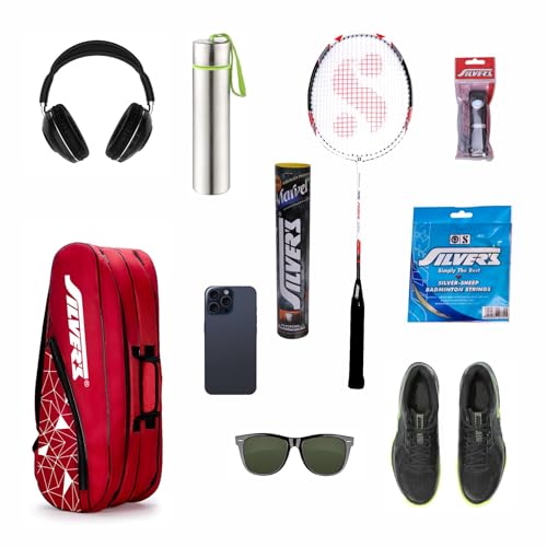 Silvers Silver's Phantom Badminton Kit-Bag (Red)|Double Zipper|Bag with Front Zipper Pocket, Polyester - Image 5