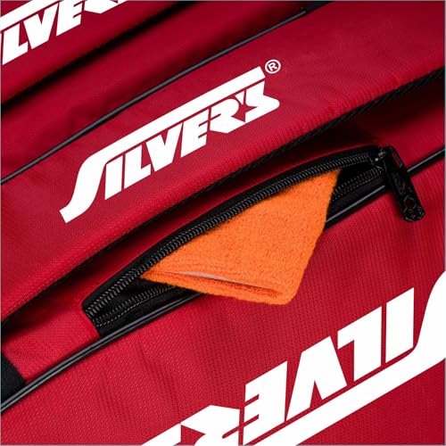 Silvers Silver's Phantom Badminton Kit-Bag (Red)|Double Zipper|Bag with Front Zipper Pocket, Polyester - Image 4
