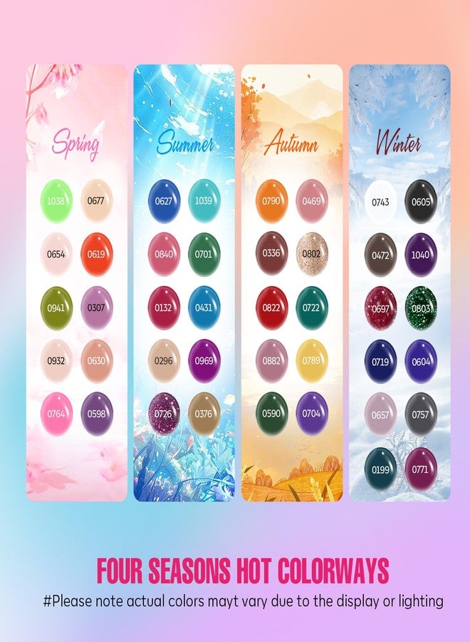 MEFA 46 Pcs Gel Nail Polish Set, 42 Colors All Seasons Nail Polish Set Colorful Begginer Kit with Base Coat & Glossy/Matte Top Coat, Gel Nail Art Manicure Salon DIY Gifts for Girls - Image 2