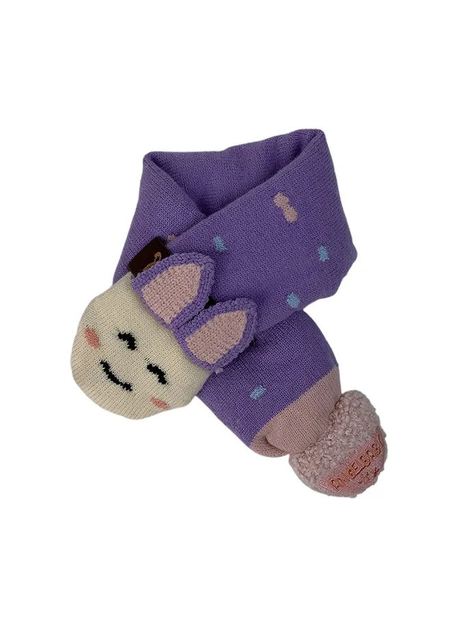 LITTLE SURPRISE BOX Purple Unicorn Pompom Winter Cap & matching Neck Muffler 2pcs Set