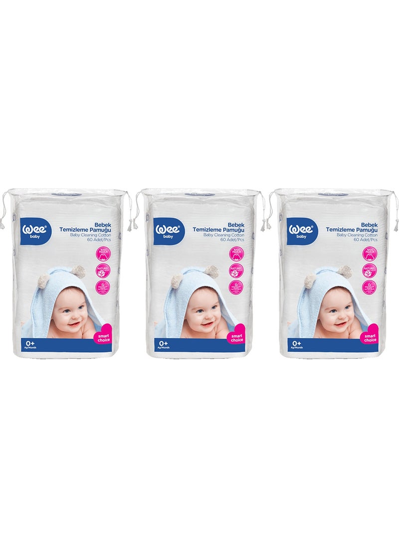 Wee baby - Baby Cleaning Cotton 60 Pcs - 3 Pieces - Image 1