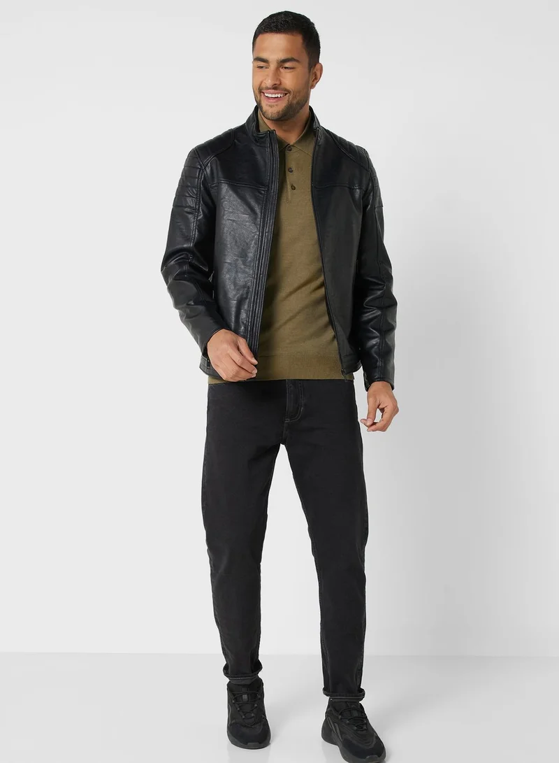 Mango Man Zip Through Pu Jacket