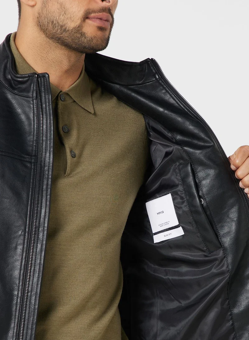 Mango Man Zip Through Pu Jacket