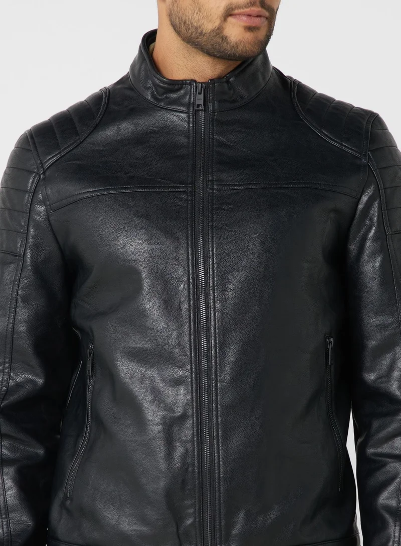 Mango Man Zip Through Pu Jacket