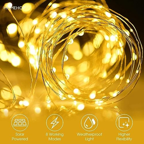 Homehop Solar Decorative Lights 200 LED String Light Waterproof Solar Lamps for Outdoor, Home, Garden Balcony, Terrace, Wall and Rechargeable Diwali Decoration Light Item (22 M, Warm Color, Pack of 2) - Image 2