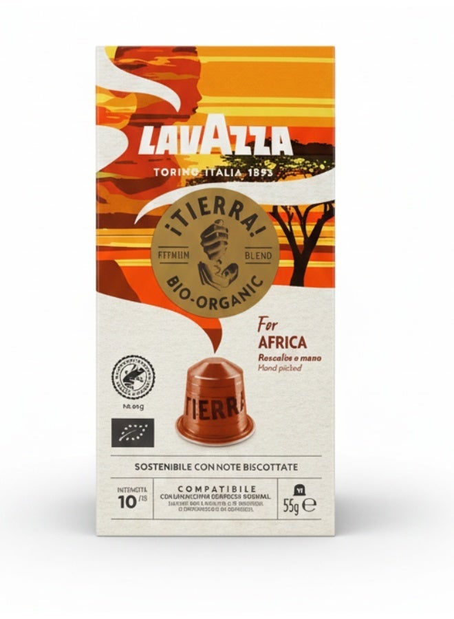 Lavazza Nespresso Compatible iTierra Bio Organic For Africa 10 Coffee Capsules 55g - Image 1