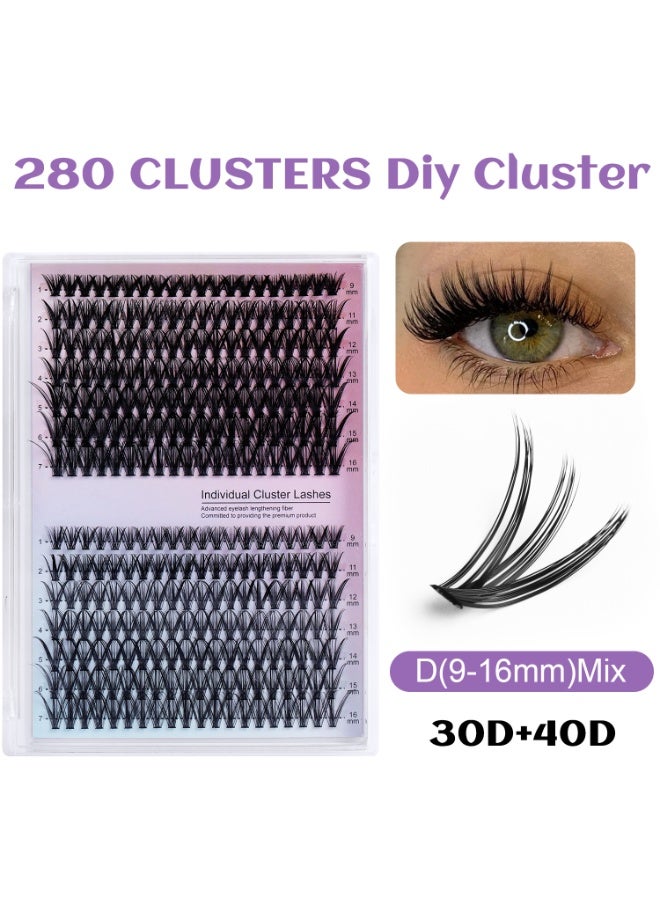 280 خصصلة من مجموعة الرموش ، خصلات رمش ، نموذجين 30D + 40D ، أطوال متعددة 9 مم -16 مم ، تتيح لك إنشاء شكل فريد وجميل كما تريد ، وتصميم مكياج يناسبك حقا! مناسبة لكل من المبتدئين والمحاربين القدامى ، DIY - Image 1
