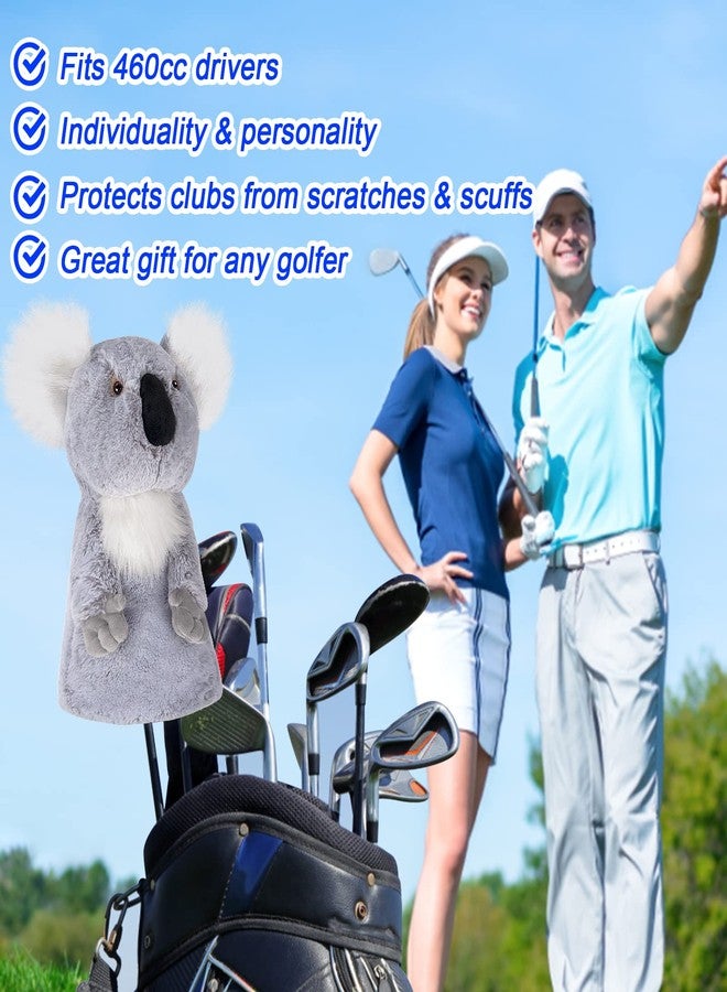 Cozion Golf Club Covers, Koala Golf Club Head Cover for Woods, Plush Animal Golf Club Covers Funny Driver Headcover for Men, Women & Kids - Image 2