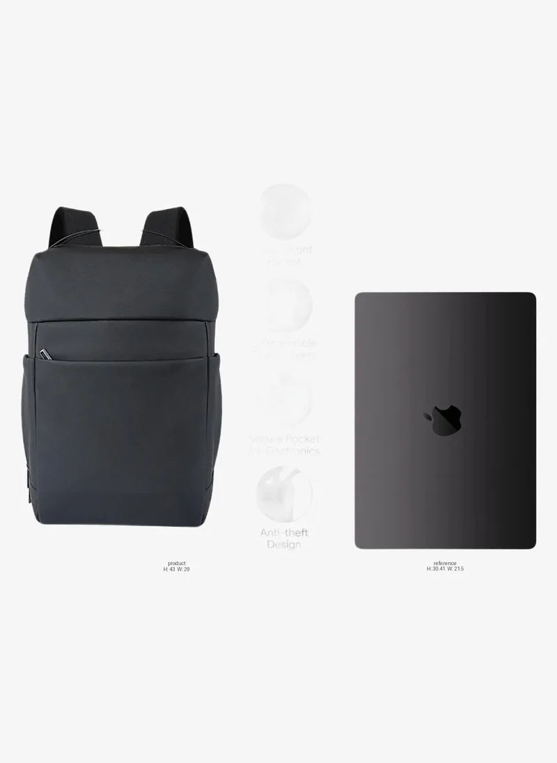 سانثوم Santhome Halifax Deluxe Laptop Backpack 15.6â€ â€“ Water-Resistant Travel & Work Bag with Trolley Strap, Padded Back Support, Multiple Organizer Pockets, Slim Lightweight Anti-Theft Design â€“ Black