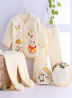 Eckek HeavyRain 5PCS Newborn Baby Boy Girl Cartoon Long Sleeve Tops+Hat+Pants +Bib Outfits Set  - Image 2