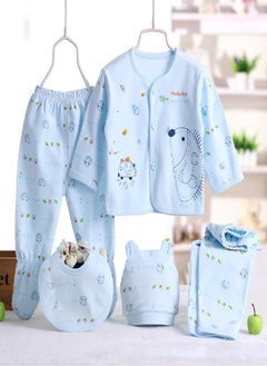 Eckek HeavyRain 5PCS Newborn Baby Boy Girl Cartoon Long Sleeve Tops+Hat+Pants +Bib Outfits Set  - Image 4