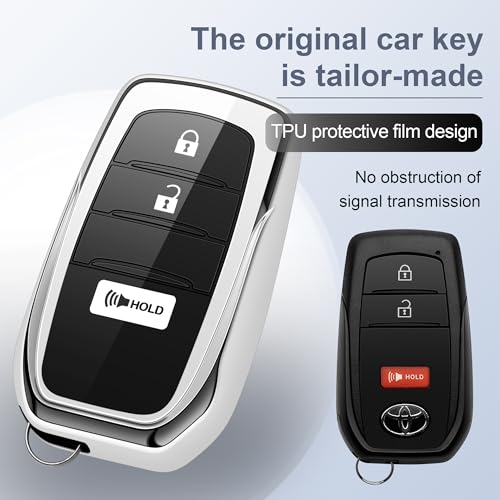 ZSPDACC for Toyota Key Fob Cover 3 Buttons Car Key Case fits 2026 2025 2024 2023 GR Corolla Cross Tacoma 4Runner Prius Land Cruiser TPU Soft Cover - Image 2
