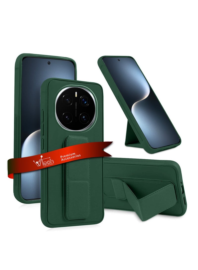 Wtech Honor Magic7 5G 2024 Hand Grip Foldable Magnetic Kickstand Wrist Strap Finger Grip With Built-In Iron Case Cover - Dark Green - Image 1