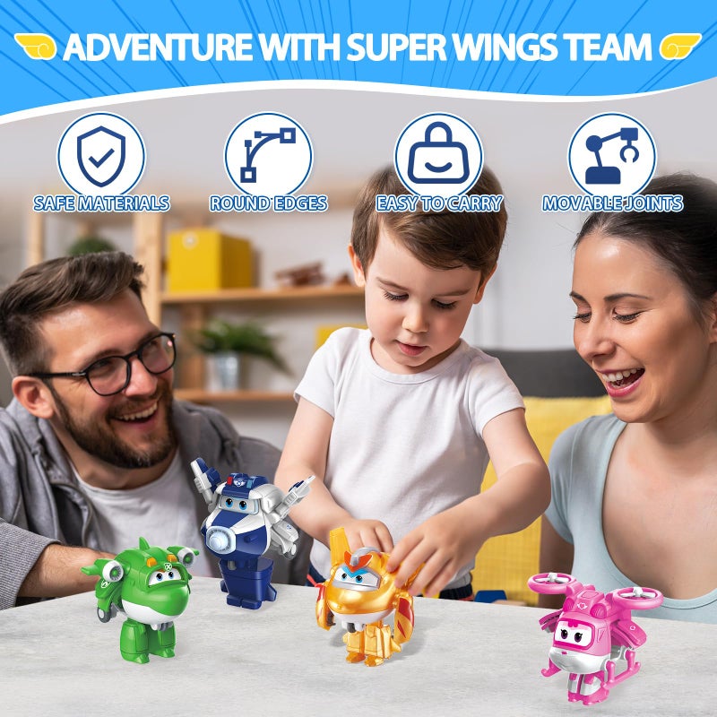 Super Wings 2" Transform-a-Bot 4-Pack, Supercharged Paul, Dizzy, Golden Boy, Mira, Airplane Toys Mini Action Figures, Preschool Toys for 3 4 5 Year Old Kids, Transformer Toys Birthday Gifts for Kids - Image 4