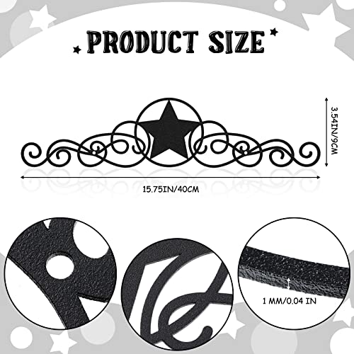 LEIFIDE Metal Star Wall Decor Black Scroll Star Rustic Country Decorations for Home Western Decorative Wall Art for Outdoor, 15.75 x 3.54 Inches - Image 2